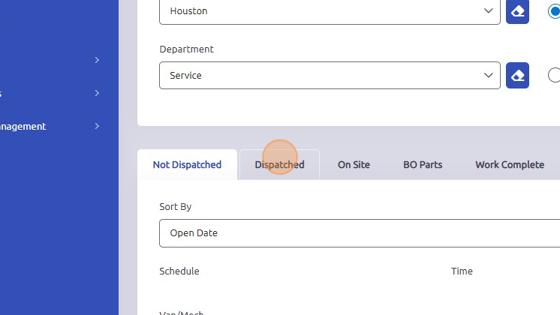 Screenshot of: Open Dispatched tab.