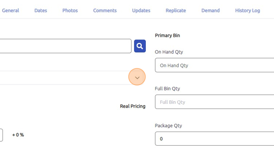 Screenshot of: Scroll down to Pricing/Qty to set Parts Group from dropdown.