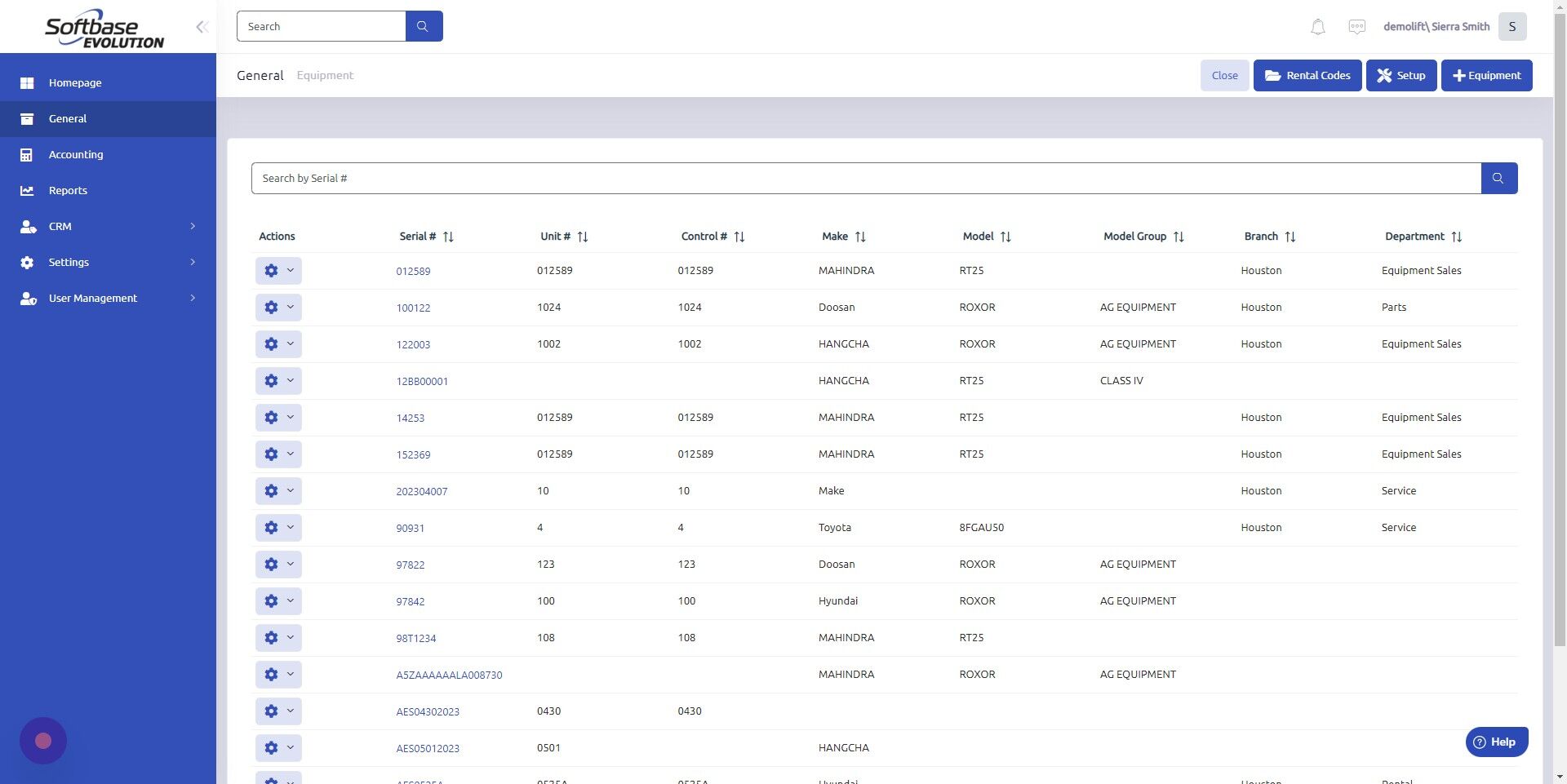 Screenshot of: Select equipment record you'd like to add a photo to.