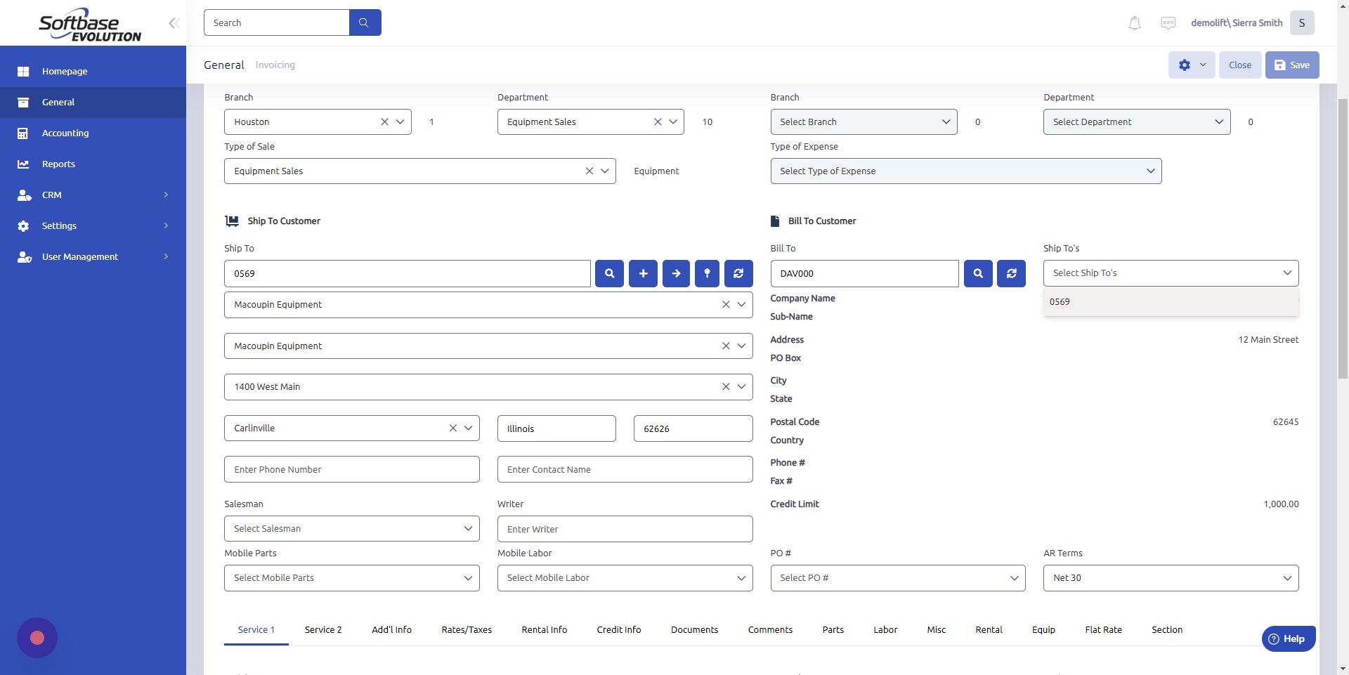 Screenshot of: Click here to confirm Ship To customer. 