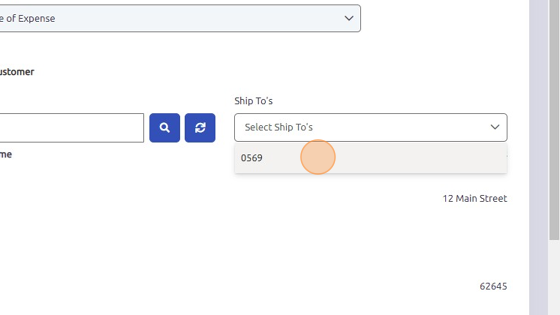 Screenshot of: Click here to confirm Ship To customer. 