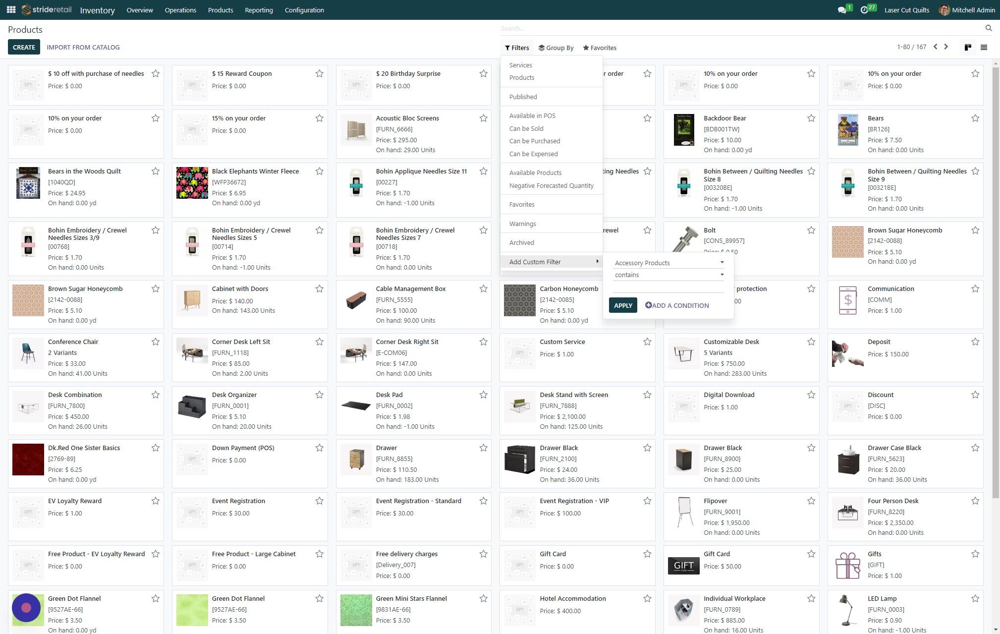 Screenshot of: Choose your filter or add a custom filter.