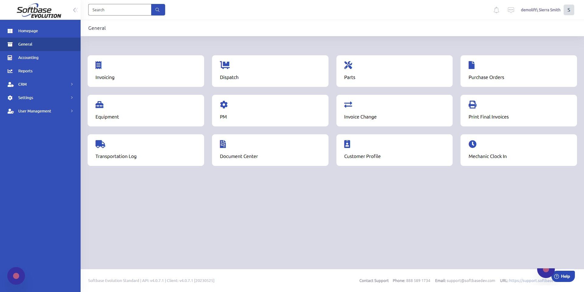 Screenshot of: Open Equipment from General page.