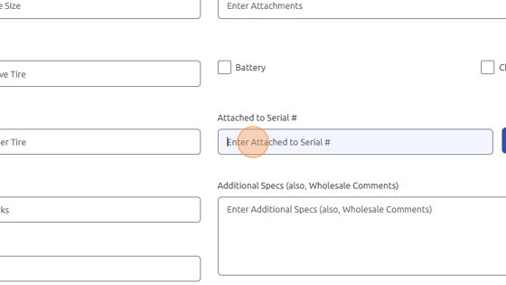 Screenshot of: Enter serial number of attachment into this field.
