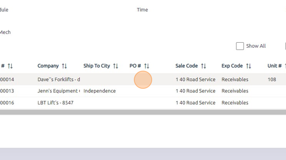 Screenshot of: Select work order you're dispatching a mechanic to.
