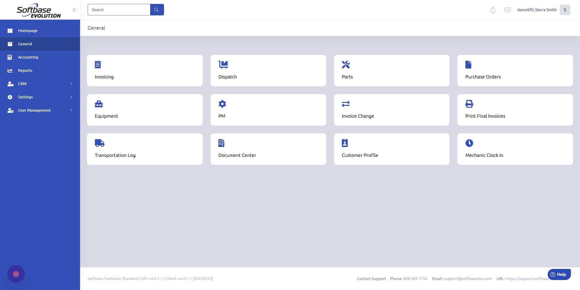 Screenshot of: Open Equipment from General page.