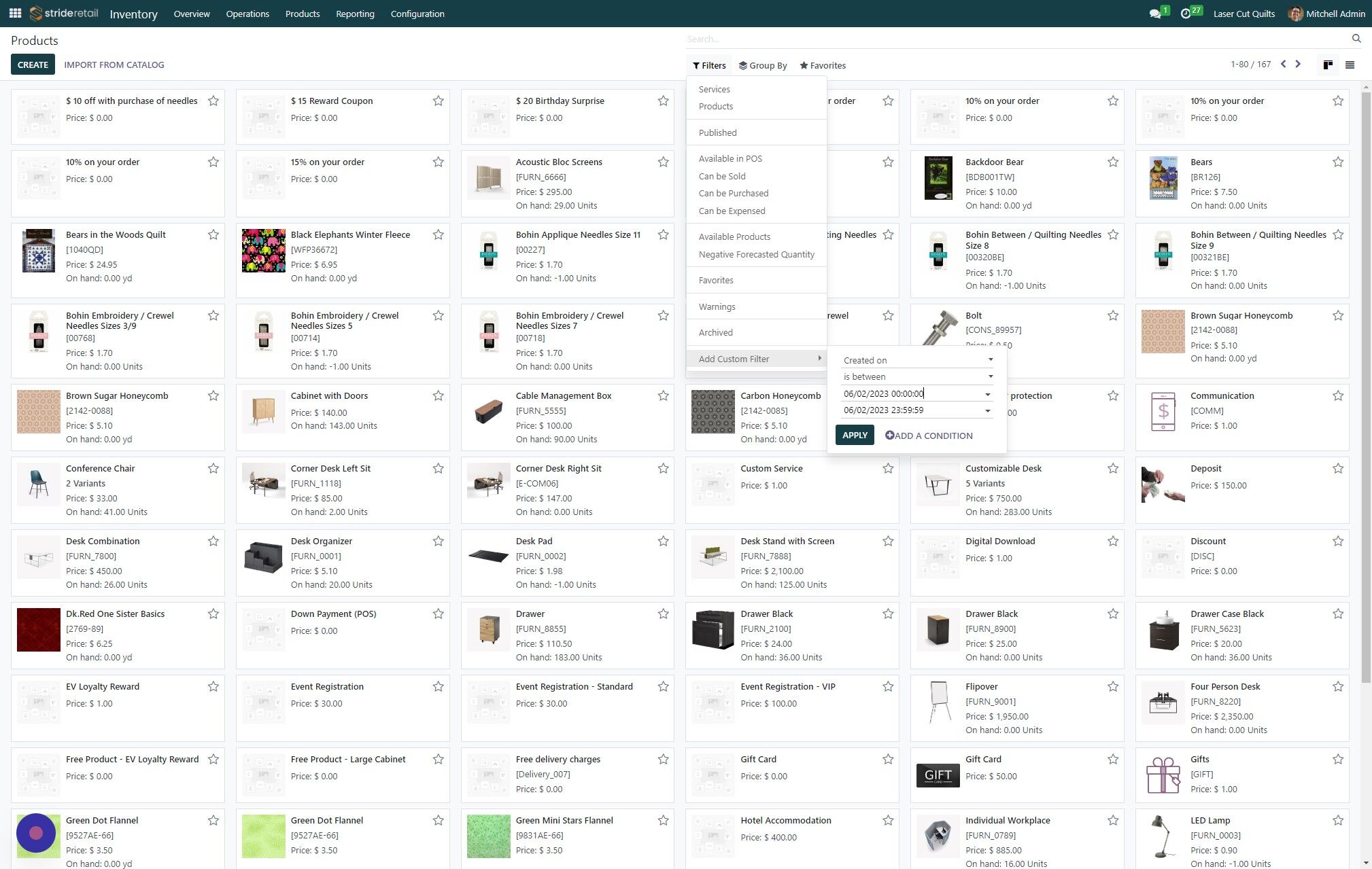Screenshot of: Choose your filter parameters