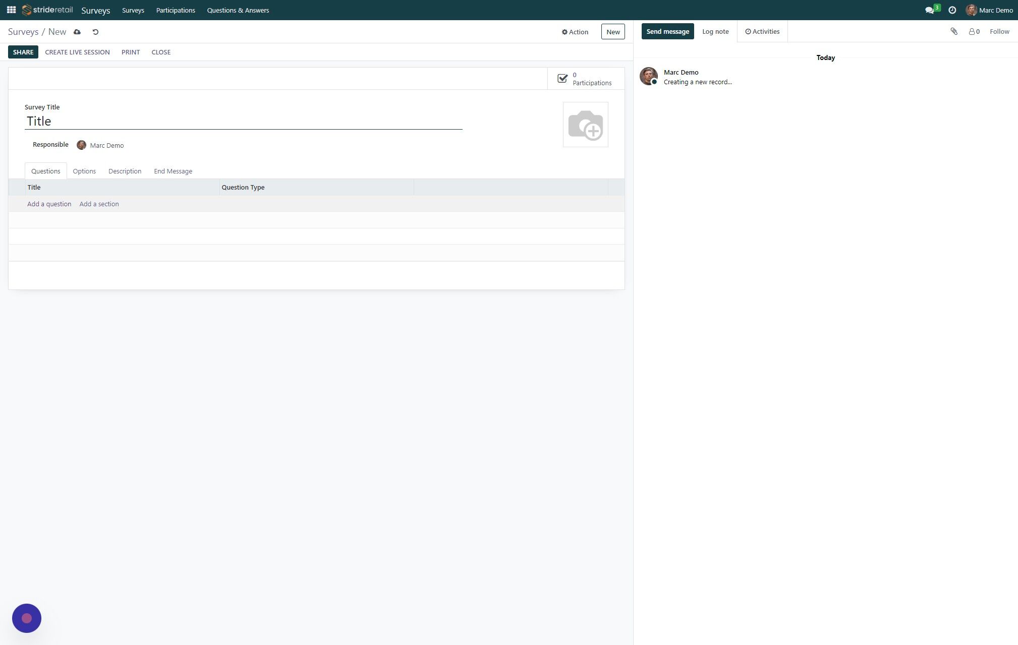 Screenshot of: Click "Add a question"