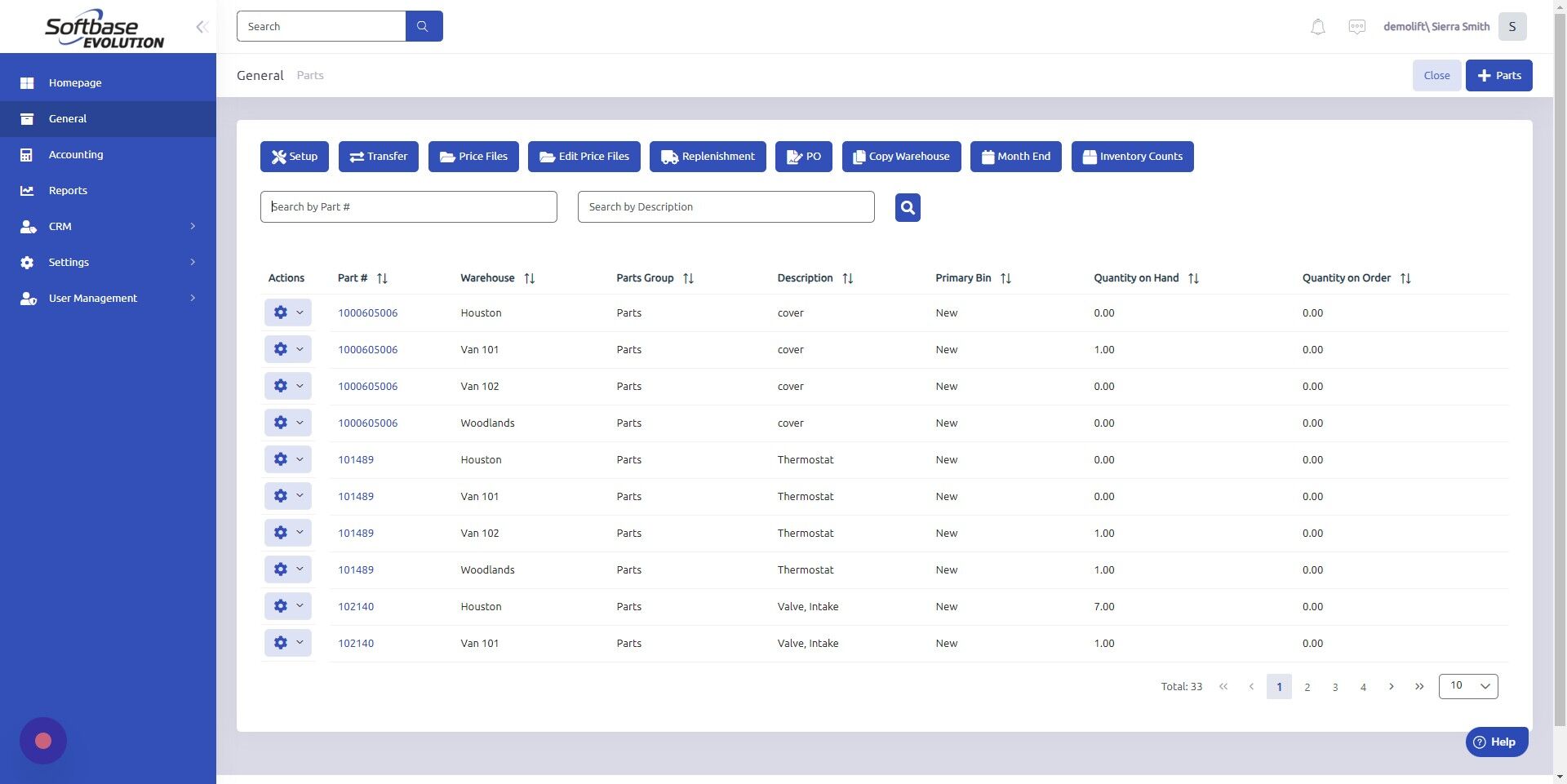 Screenshot of: Select part you'd like to review.