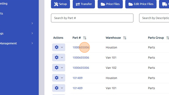 Screenshot of: Select part you'd like to set an automatic order for.