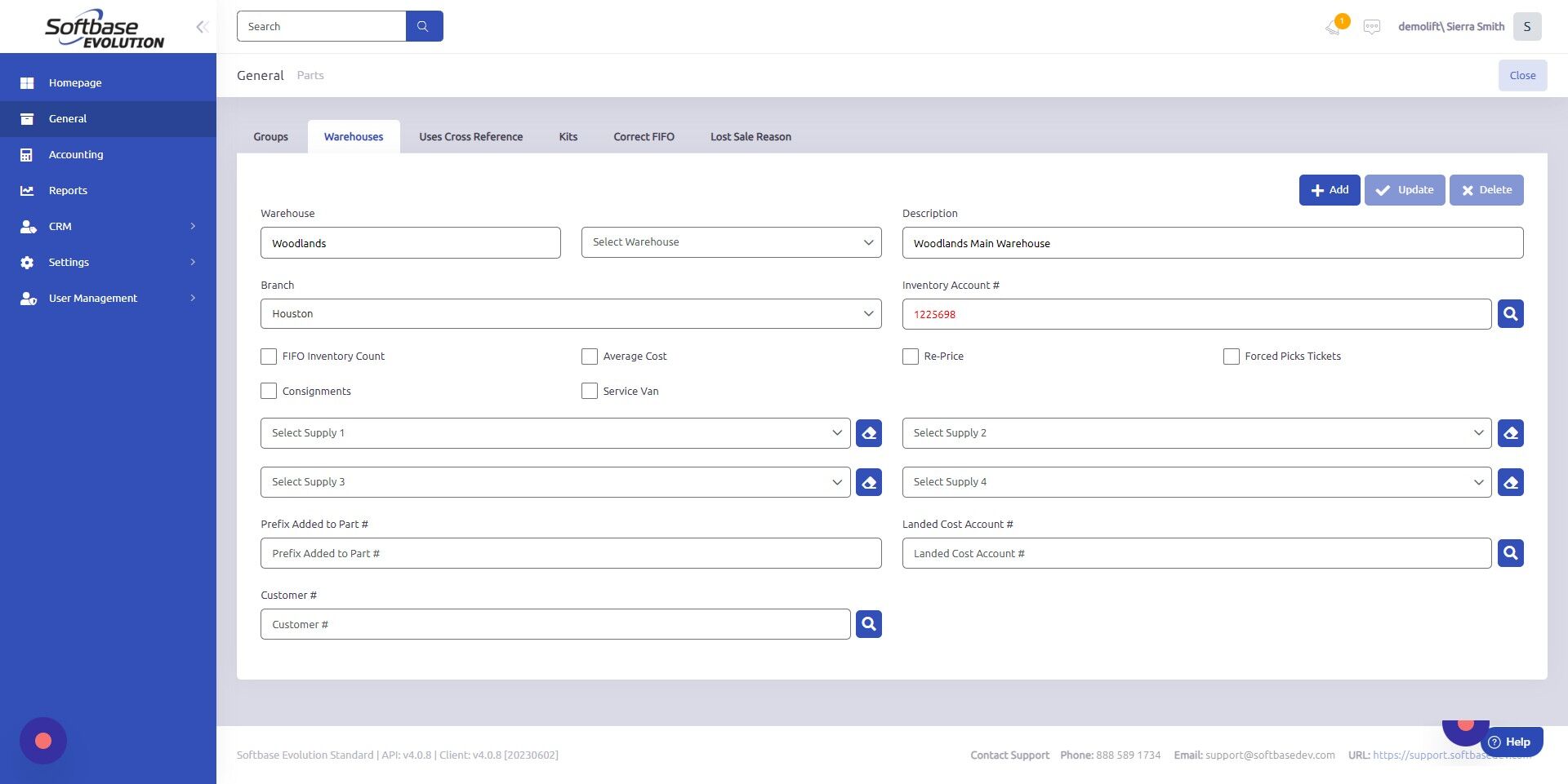 Screenshot of: Click "Add" to save warehouse info.