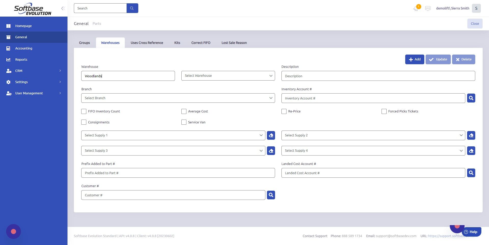 Screenshot of: Enter warehouse Description.