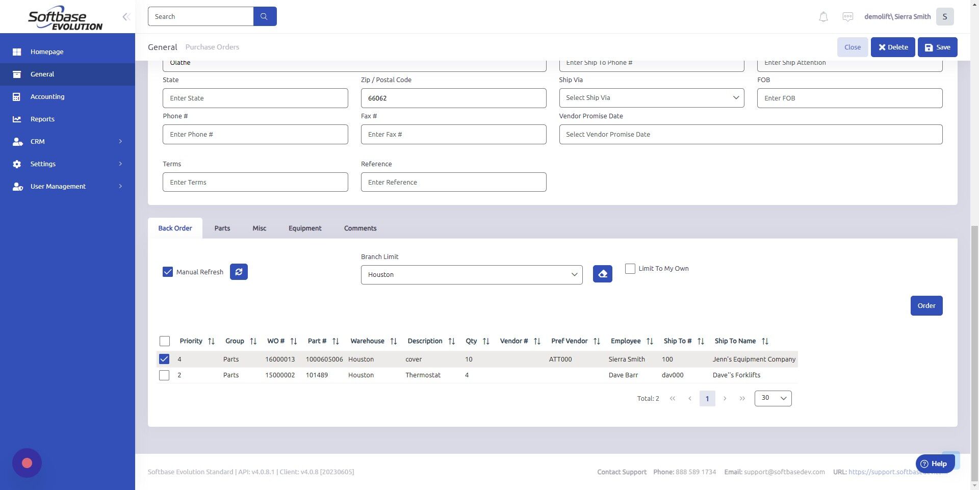 Screenshot of: Click "Order"