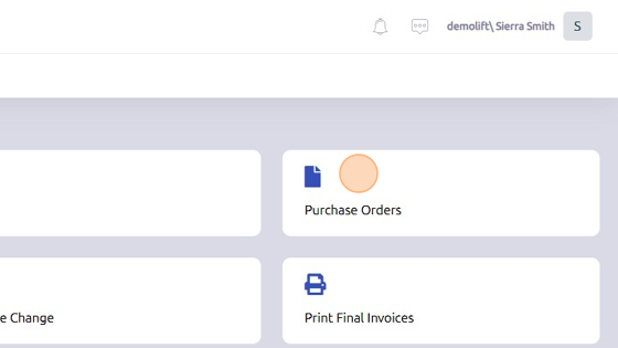 Screenshot of: Click "Purchase Orders" from General page.