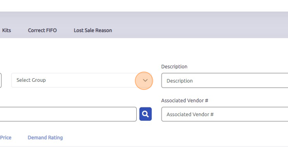 Screenshot of: Select Part Group you'd like to set Demand Rating for from dropdown.