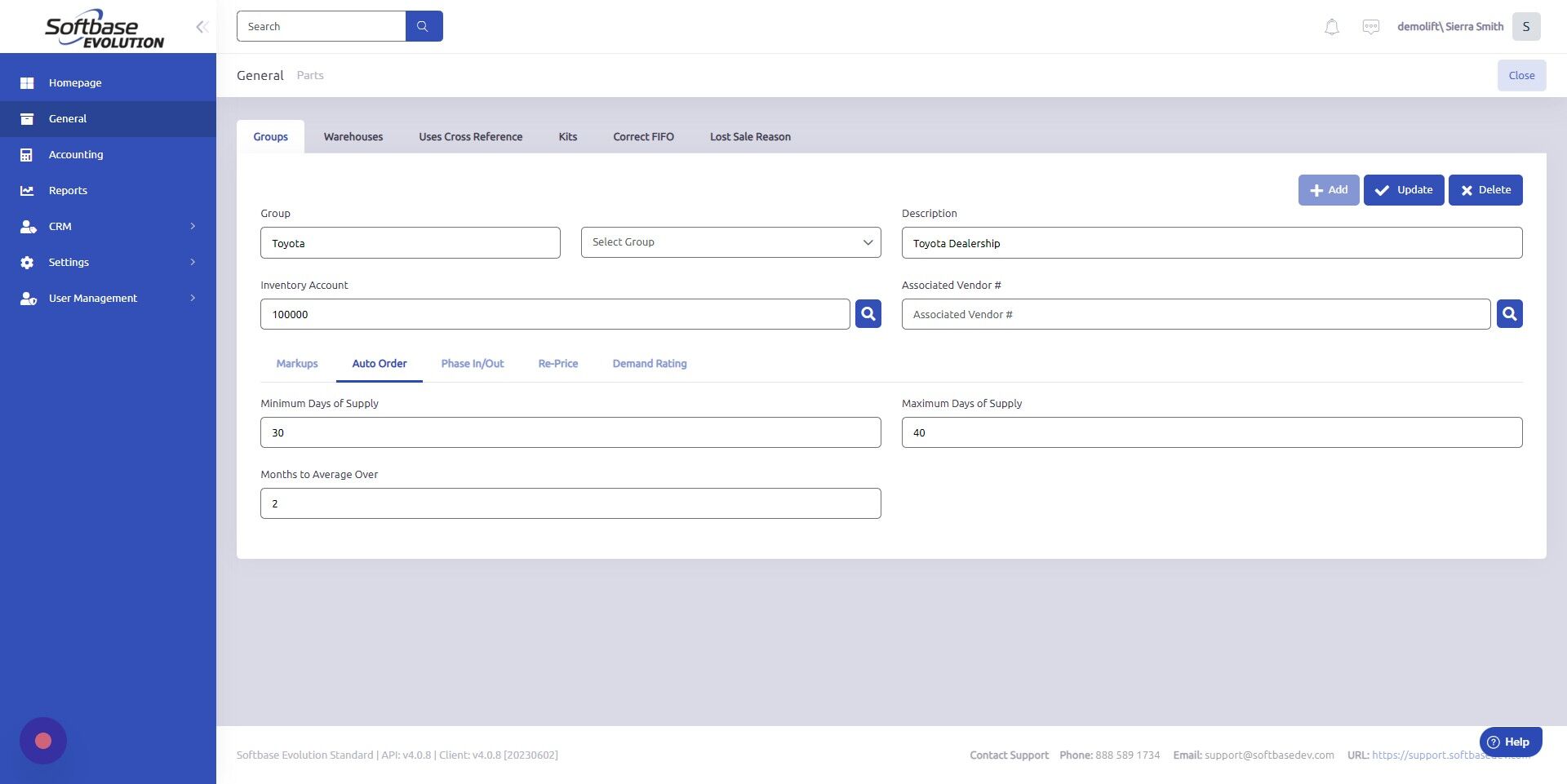 Screenshot of: Click "Update" to save changes.