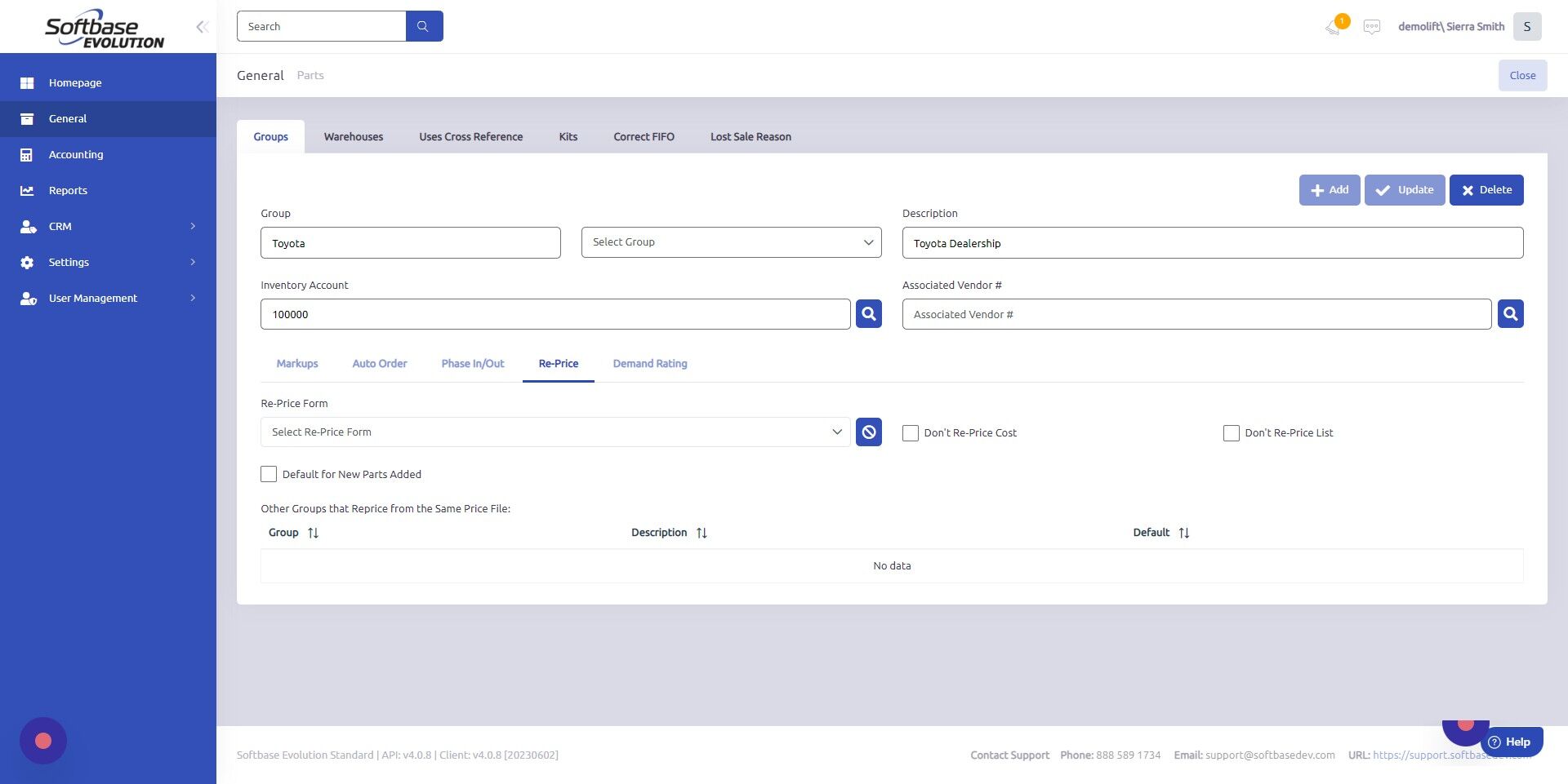 Screenshot of: Select which Price File you'd like the group to be associated with.