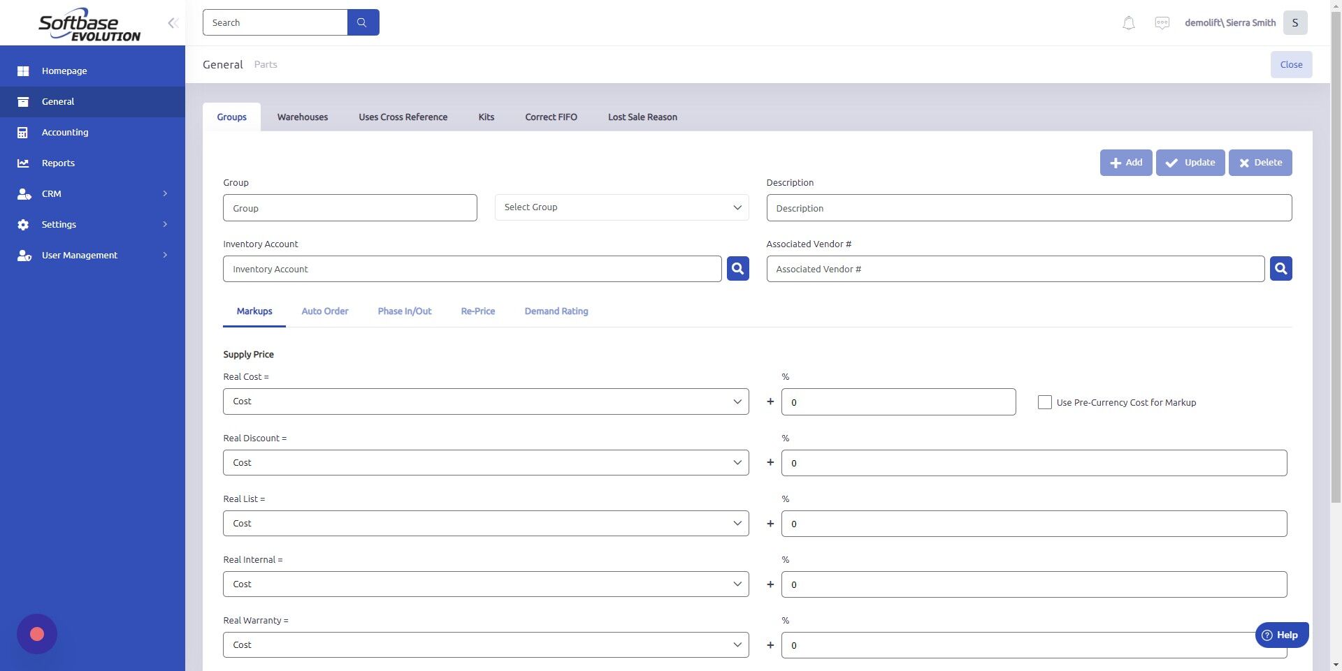 Screenshot of: Select Group from dropdown which you'd like to set Phase In and Phase Out criteria.