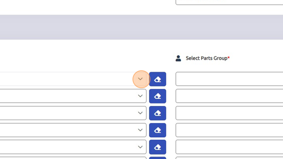 Screenshot of: Select Warehouse and Parts Group from dropdowns.