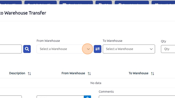 Screenshot of: Select From Warehouse from the dropdown.