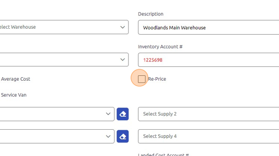 Screenshot of: Re-Price = check this box if you want Softbase to automatically correct the Marketing Price from the Price File.