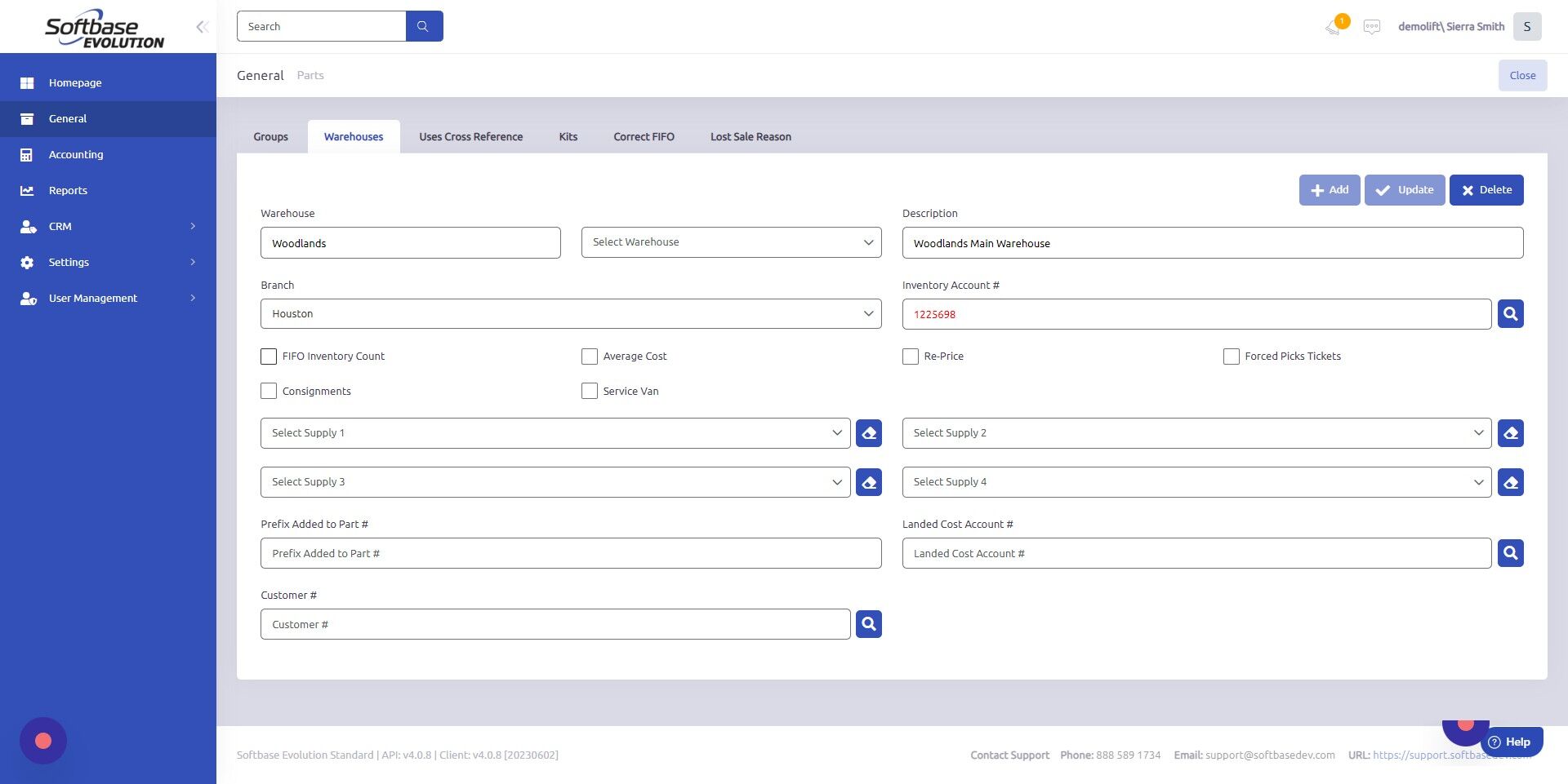 Screenshot of: FIFO Inventory Count = check box if you want to use the First In - First Out method.