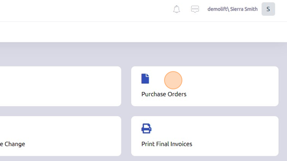 Screenshot of: Open "Purchase Orders" from General page.