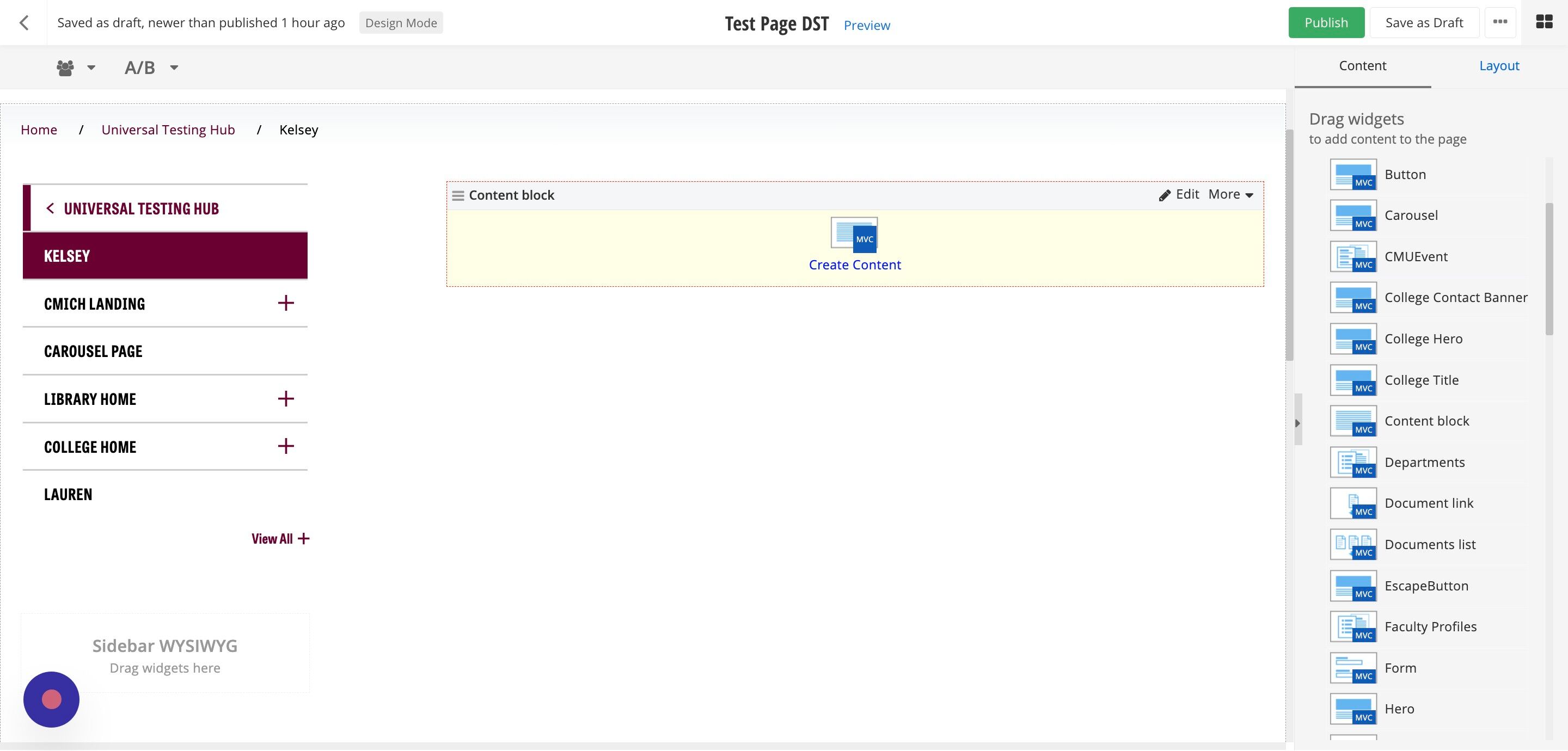 Screenshot of: After adding the Content Block widget to it, click on 
