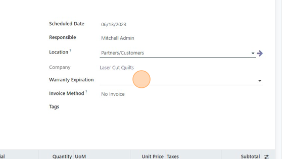 Screenshot of: Click the "Warranty Expiration" field and set a date (OPTIONAL)