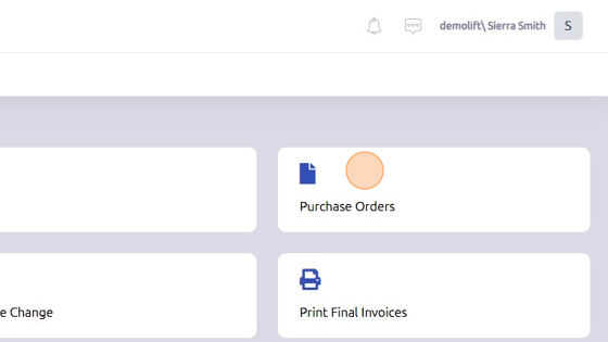 Screenshot of: Click "Purchase Orders"