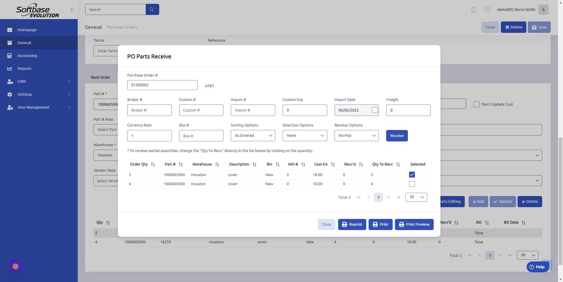 Screenshot of: Click "Receive"
