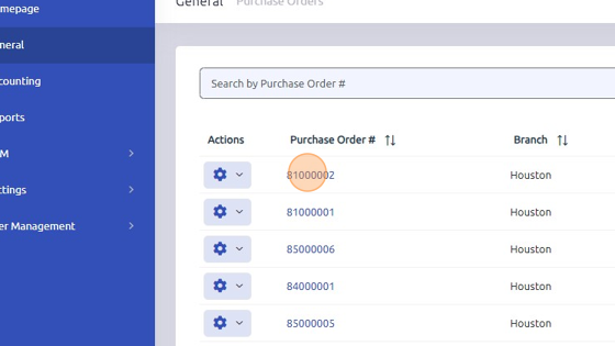 Screenshot of: Select Purchase Order you'd like to print.