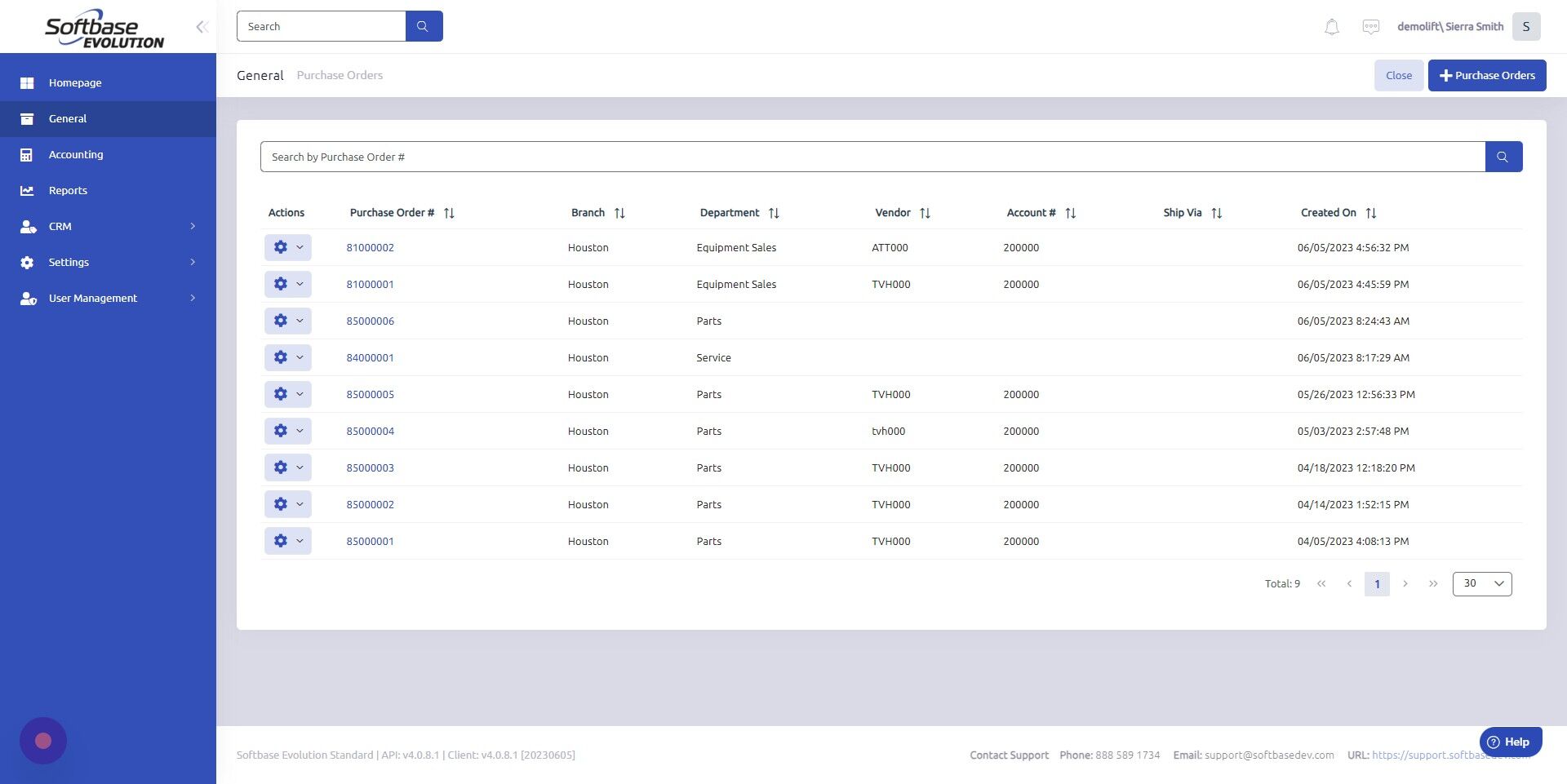Screenshot of: Open PO you'd like to receive parts in.