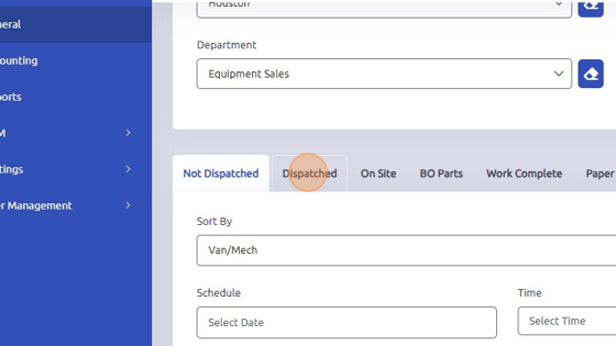 Screenshot of: To add more vans/mechanics, open Dispatched tab.