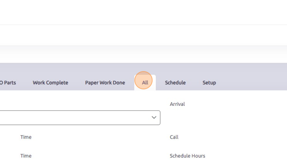 Screenshot of: All tab: status of all work orders is listed here. 