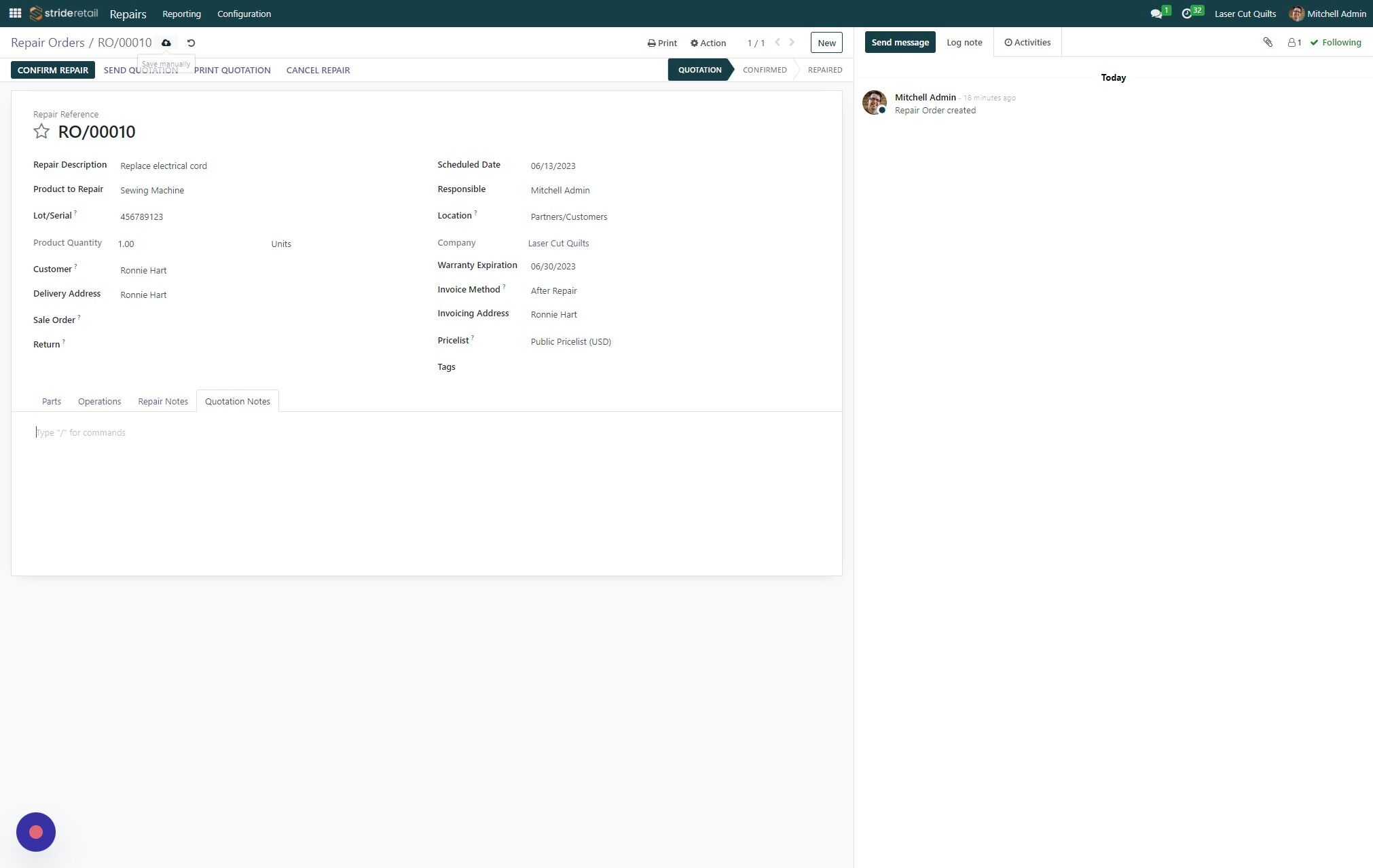 Screenshot of: Click here to save any edits.