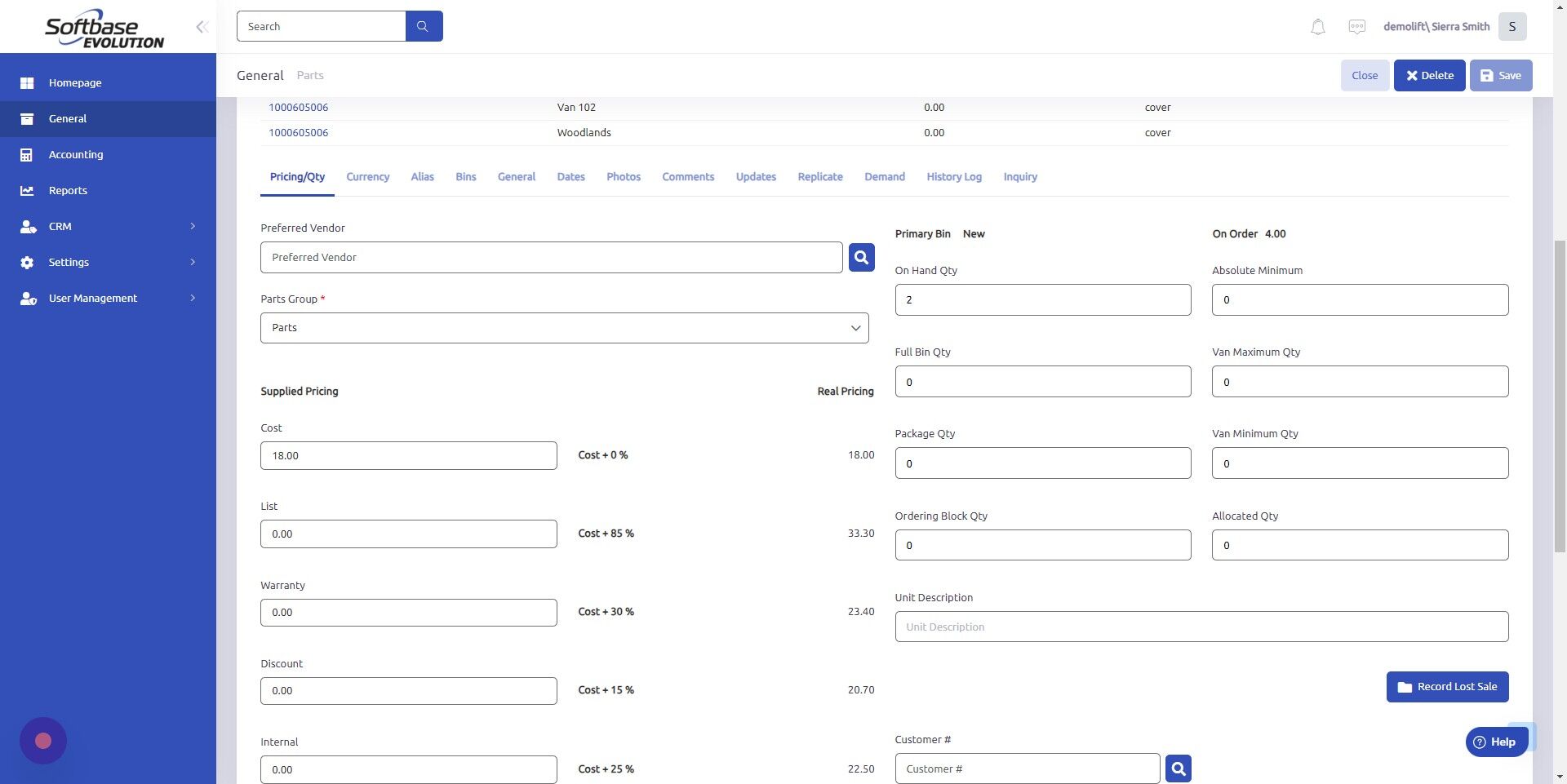 Screenshot of: Scroll down to Pricing/Qty tab.