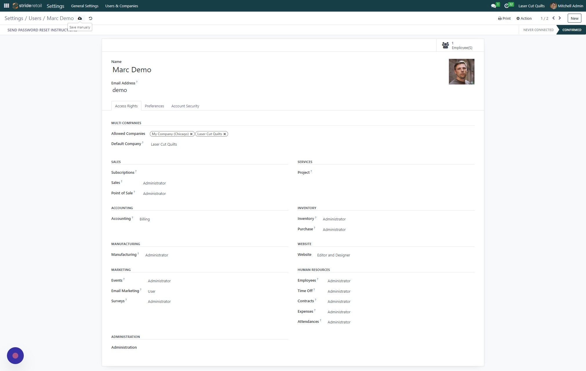 Screenshot of: Once you have made the changes necessary click the save button.