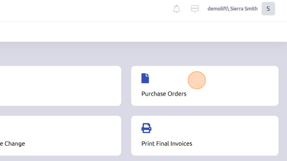 Screenshot of: Open "Purchase Orders" from General page.