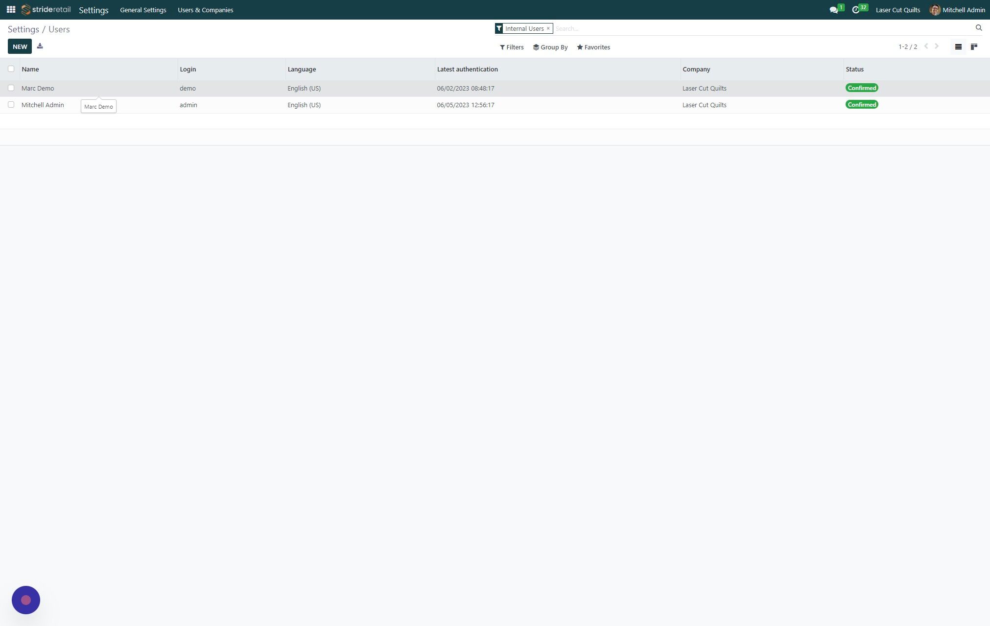 Screenshot of: Click the name of the employee that you want to change permissions