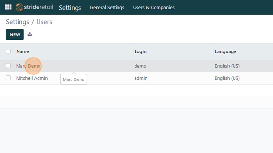 Screenshot of: Click the name of the employee that you want to change permissions