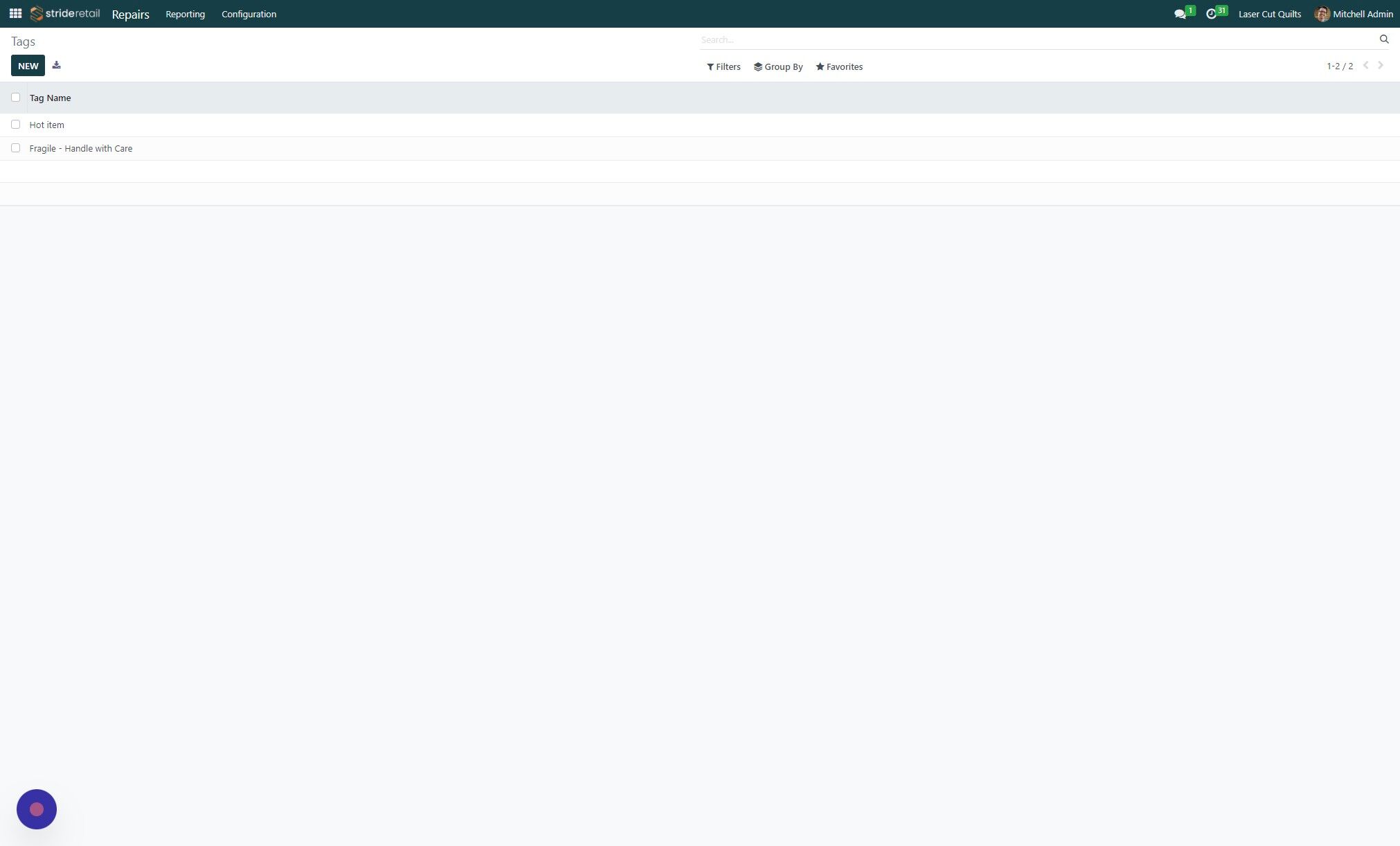 Screenshot of: Click "Repairs"