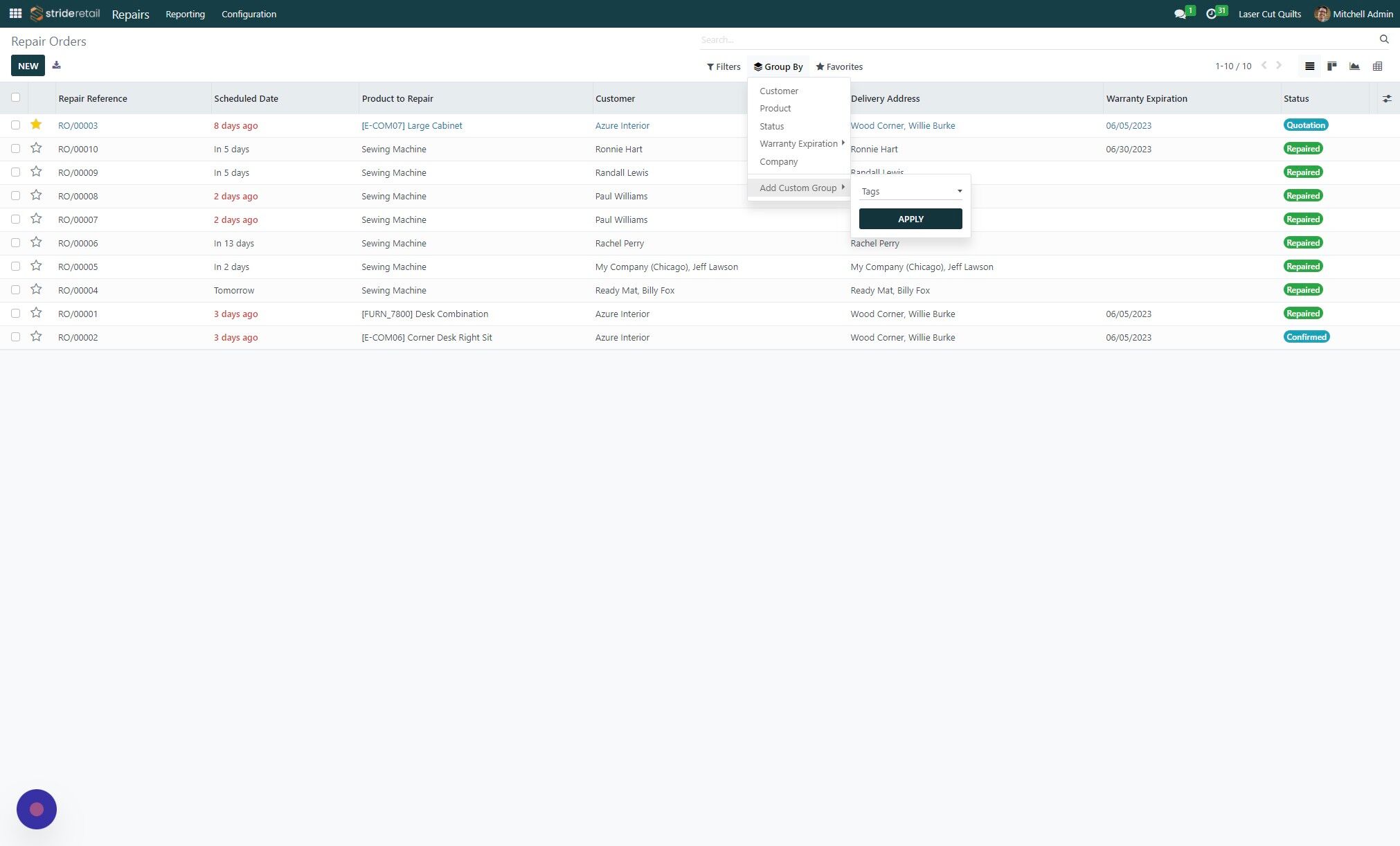 Screenshot of: Click "APPLY"
