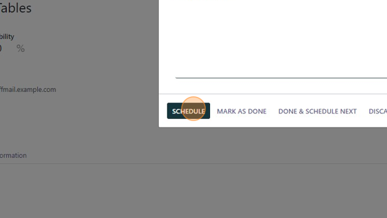 Screenshot of: Click "SCHEDULE" to schedule the activity.