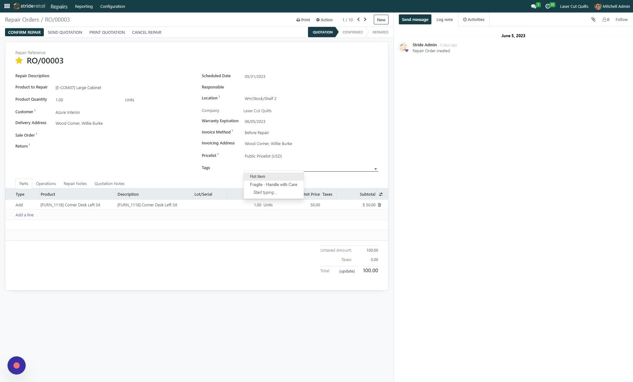 Screenshot of: Choose appropriate tag/tags