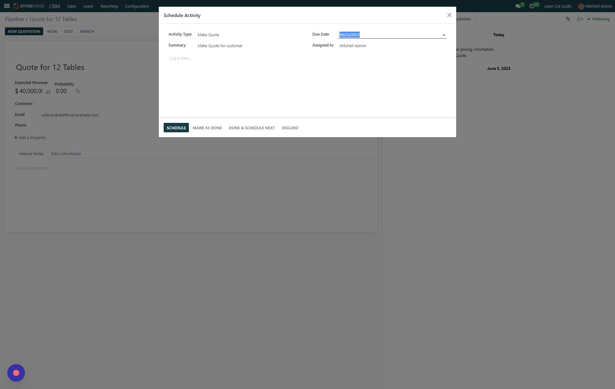 Screenshot of: Set a due date