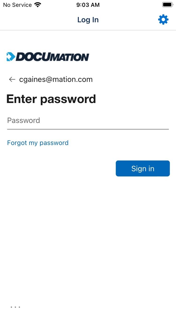 Screenshot of: Type in your computer/network password and then Tap Sign in.