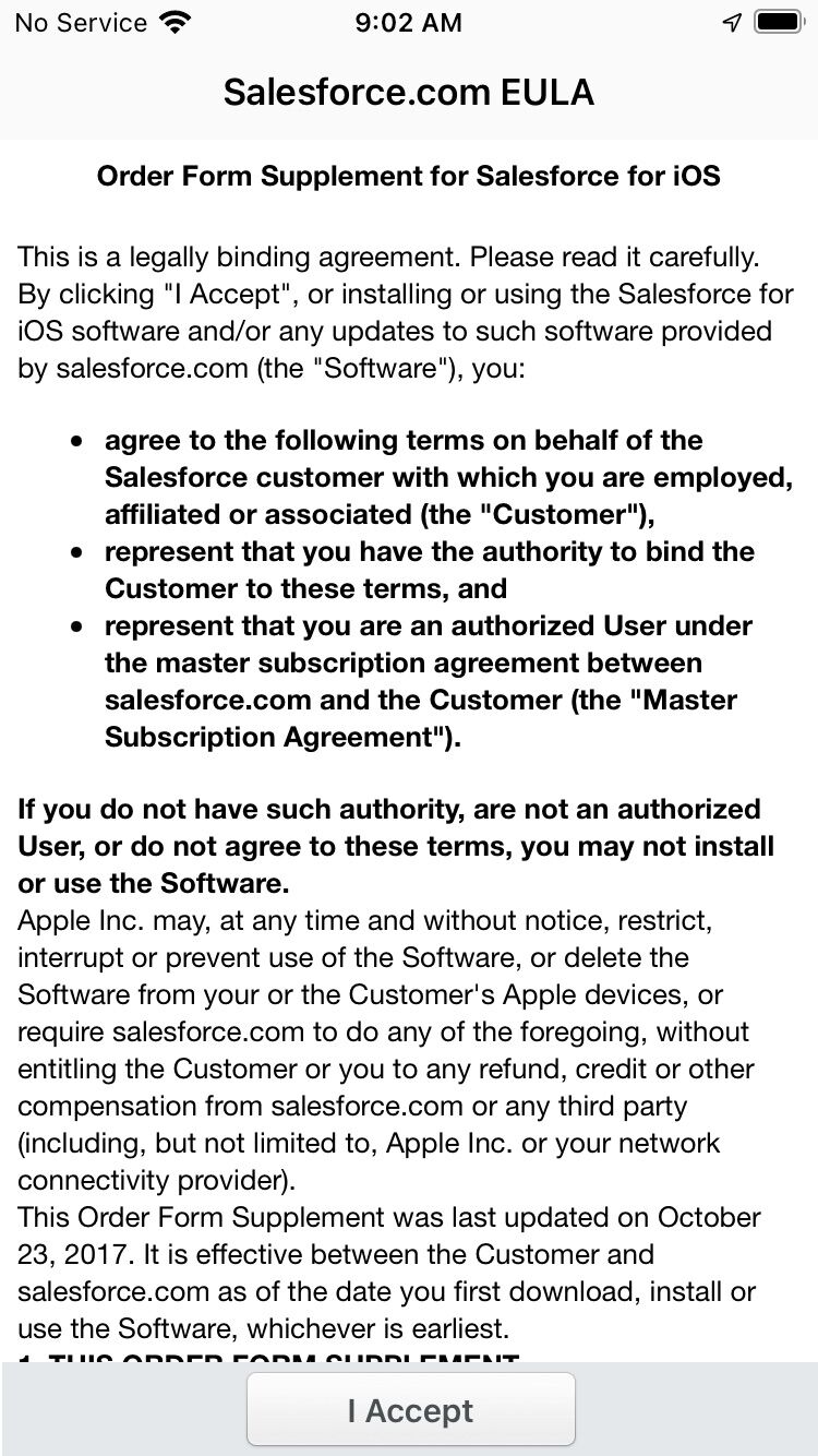 Screenshot of: Tap I accept. 