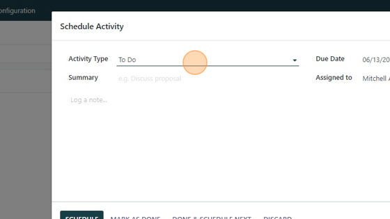 Screenshot of: Click the "Activity Type" field.