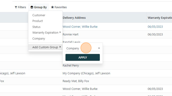 Screenshot of: Select "Add Custom Group" and then navigate to "Tags"